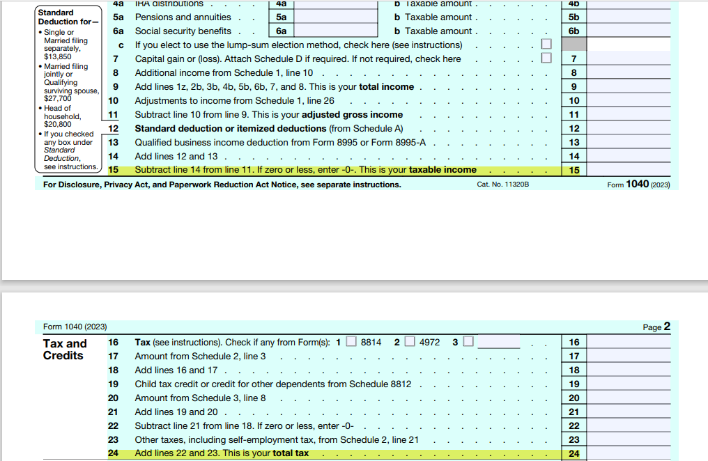 form 1040 2023 screenshot