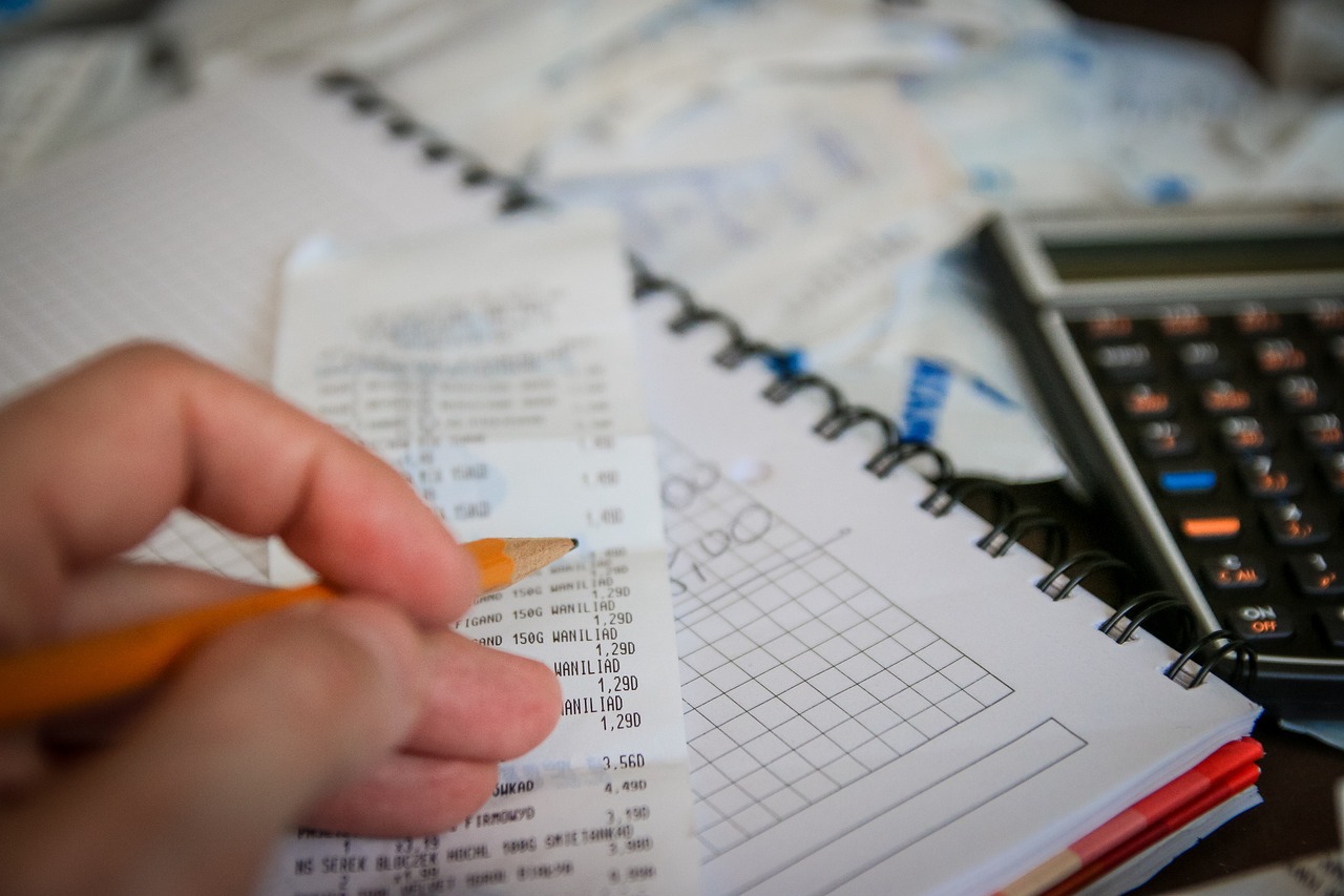 a receipt and a calculator